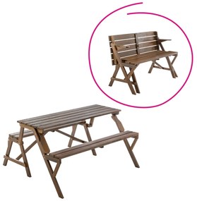 Masă/banc de grădină, 2in1, maro, ZAGIR