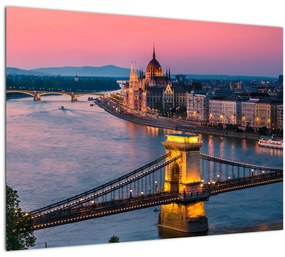 Tablou pe sticlă - Panorama orașului Budapesta, Ungaria (70x50 cm)