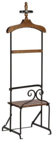 Suport de haine pliabil din lemn de pin si metal, alb, H133 cm, Bois Cire