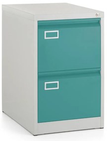 Dosar metalic A4 - 2 sertare, 45,5 x 62 x 71,5 cm, incuietoare cilindrica, verde - ral 6033