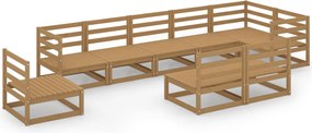 vidaXL Set mobilier de grădină, 9 piese, maro miere, lemn masiv de pin