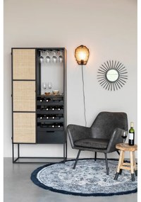 Dulap vinotecă din ratan negru pentru 16 sticle, 80x175 cm Guuji - White Label