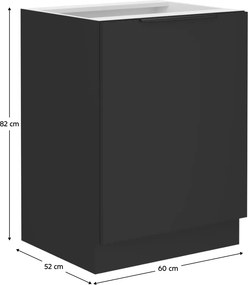 Dulap inferior, negru, SIBER 60 D 1F BB