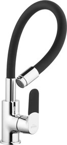 Baterie bucatarie cu pipa flexibila Invena Joga negru - crom