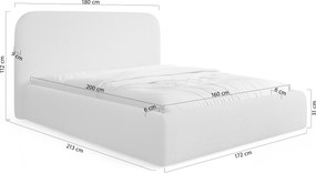 Pat tapițat Rasel 160x200 cu ladă depozitare - bukla bej Quelle 03