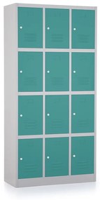 Dulap metalic - 12 cutii, 90 x 40 x 185 cm, inchidere cilindrica, verde - ral 6033