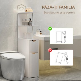 HOMCOM Dulap de Baie Subțire cu Sertare și Rafturi, Dulap de Baie Economisitor de Spațiu cu Sertar pe Roți, Coloană de Baie pentru Sufragerie, 20x45x115 cm, Alb | Aosom Romania