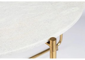 Măsuță de cafea albă/aurie rotundă cu blat din marmură ø 70 cm Timpa – White Label