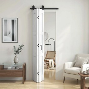HOMCOM Ușă Culisantă Pliabilă pentru Interior 71.2x213.4cm, Șină Silențioasă din Oțel, Mâner, Ghidaj, Role, Ușă de Interior Rustică, din MDF și Lemn de Pin, Impermeabilă, pentru Bucătărie, Baie | Aosom Romania