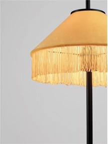 Veioza cu abajur din catifea si franjuri galben mustar VELVY
