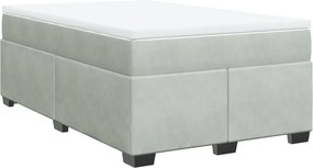 vidaXL Pat box spring cu saltea, gri deschis, 120x190 cm, catifea