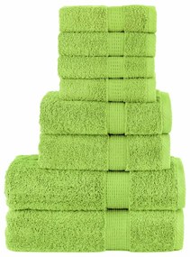 vidaXL Set de prosoape premium SOLUND, 8 piese, verde măr, 600 g/m²