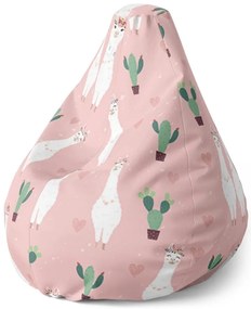 Sac de șezut Pear lamă și cactuși - pentru copii, roz