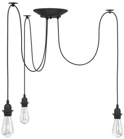 vidaXL Lampă suspendată cu 3 suporturi E27 metal negru