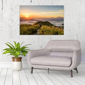 Tablou cu munți în apus de soare (90x60 cm)