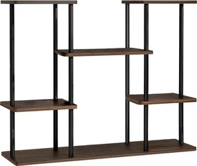 Suport pentru flori metalic, negru/lemn rustic, LEDER