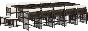 vidaXL Set mobilier de grădină cu perne, 15 piese, maro, poliratan