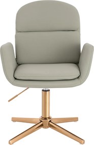 HR480CROSS Scaun Culoarea Inului Piele Ecologica Premium Soft cu Bază Aurie