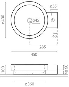Bathco 00338 - Lavoar ICONO pentru blat, 40x45 cm, piatră/bej