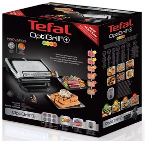 Gratar electric Tefal OptiGrill+ Waffles GC716D12, 2000W, 6 programe, Acoperire antiaderenta Teflon, Placi pentru vafe, Control temperatura, Max 275°C, Inox