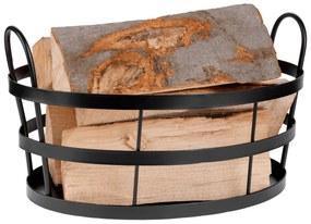 Coş pentru lemne, negru, metal, BRUT