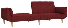 Canapea extensibila 2 locuri,taburet2 perne,textil,rosu vin Bordo, Cu scaunel pentru picioare