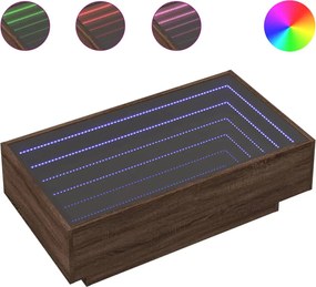 vidaXL Măsuță de cafea cu LED stejar maro 90x50x30 cm lemn prelucrat