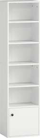 HOMCOM Bibliotecă verticală cu 6 niveluri și dulap, pentru living, dormitor și birou, 40x30x156 cm, albă | Aosom Romania