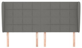 Tablie de pat cu aripioare gri inchis 183x23x118 128 cm textil 1, Morke gra, 183 x 23 x 118 128 cm
