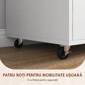 HOMCOM Dulap Lateral de Arhivare cu Roți și Raft Deschis, Sertar Spațios, Bară Reglabilă, Alb | Aosom Romania