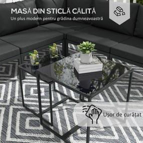 Outsunny Set de Mobilier de Gradina din 7 Piese cu Canapea de Colt, Masa de Cafea, Set de Mobilier Sectional, Gri | Aosom Romania