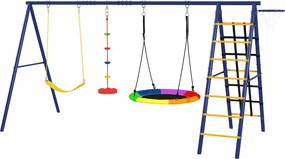 AIYAPLAY Set de Leagăne 6 în 1 pentru Copii cu Cuib Scară Plasă pentru Cățărat Coș 350x183x200 cm Multicolor | Aosom Romania