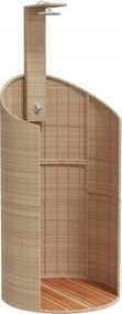 vidaXL Duș de exterior, bej, 100x100x241,5 cm, poliratan/lemn acacia