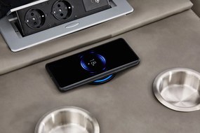 Set canapele dumonde 3+2+1, reclinere electrice, incarcare wireless, USB-C, suport pahare incalzite, lumini LED Selvar