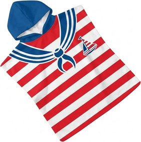 Poncho pentru copii SAILOR alb-rosu