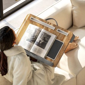 HOMCOM Suport Laptop de 15,6", cu Spațiu pentru Mouse și Încheieturi, Suport PC Portabil, 55,5x37x9 cm, Lemn Natural | Aosom Romania