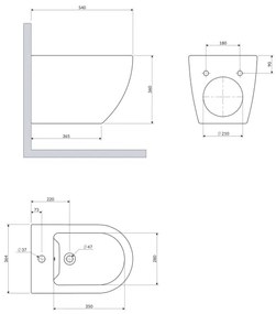 OMNIRES OTTAWACMBIBP - Bideu suspendat OTTAWA, ceramică, alb lucios