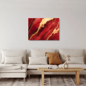 Tablou pe sticlă - Marmură roșu-auriu (70x50 cm)