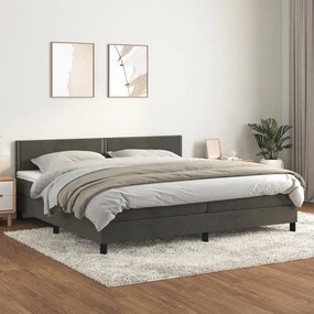 3141264 vidaXL Pat box spring cu saltea, gri închis, 200x200 cm, catifea