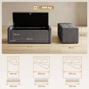 HOMCOM Pouf, taburet, suport pentru picioare, ladă depozitare, design modern | Aosom Romania