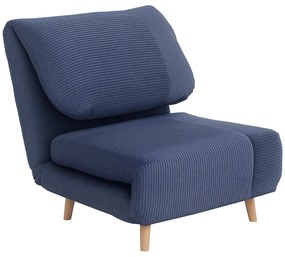 HOMCOM 2 în 1 Fotoliu Extensibil Pat de Oaspeți, cu Pernă Reglabila în Catifea 82 cm x 89 cm x 83 cm Albastru | Aosom Romania