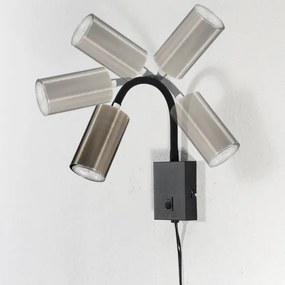 Lampă de perete flexibilă ROBBY 1xGU10/25W/230V neagră/alamă Globo 57911WM