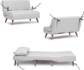 Canapea extensibilă 2 locuri modernă 120x85x80 cm – stofă, bej-gri – Sidney