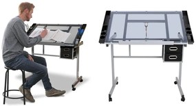 Masa pentru desen tehnic cu planseta din sticla