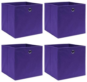 Cutii depozitare, 4 buc., violet, 32x32x32 cm, textil Violet fara capace, 1, 4, Violet fara capace