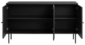 Comodă neagră joasă cu aspect de lemn de stejar 140x80 cm Pensacola – Unique Furniture