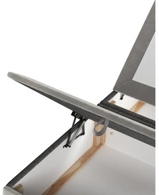 Pat matrimonial gri deschis tapițat cu spațiu de depozitare 200x200 cm Tate – Maison de Rêve