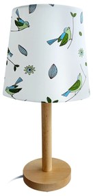 Lampa de masa, lemn / Tesatura model cu pasari, QENNY TIP 7