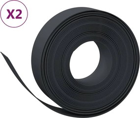 vidaXL Borduri de grădină, 2 buc, negru, 10 m 15 cm, polietilenă