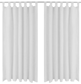 Draperii micro-satin cu bride, 140 x 175 cm, alb, 2 buc.